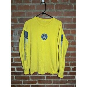 Vintage Adidas Long Sleeve Yellow Shirt Classic Logo And Sleeves Adult Medium
